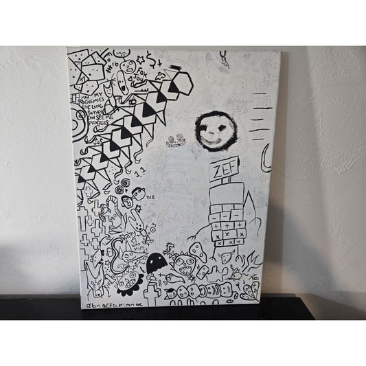 Oil Painting Crown Doodle Art Signed Graffiti 18 X 24"