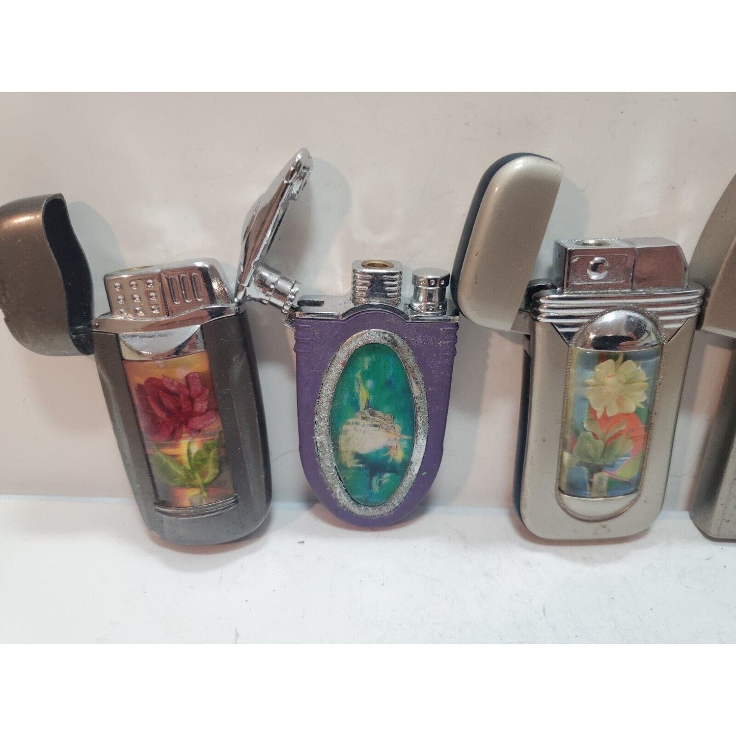Working Lot Of 5 Unique Vintage Butane Lighters 6285/35