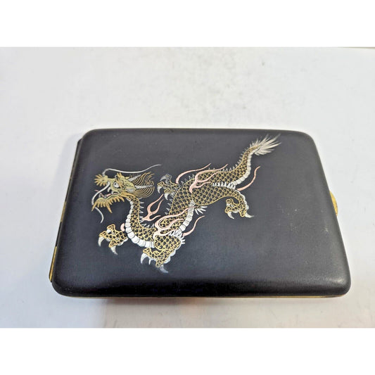 Dragon ANTIQUE Japan Komai Damascene K24 GOLD, SILVER Cigarette Case 7303/2