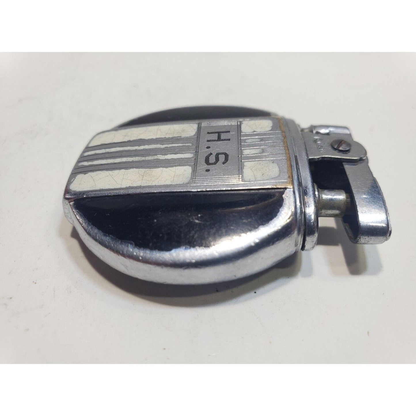 Working Vintage REGENT Ronson Round Enamel Lighter / Rondette Model 6441/26