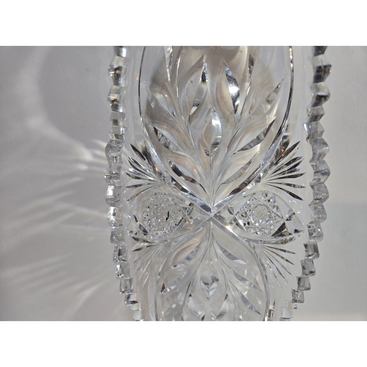 Vintage Cut Crystal Glass Bowl Tray Dish 12"