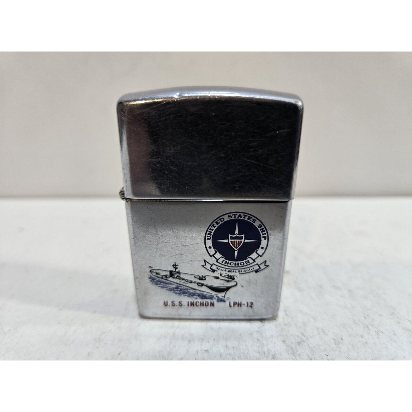 Vintage Working Zippo USS Inchon LPH-12 Lighter 7419/33
