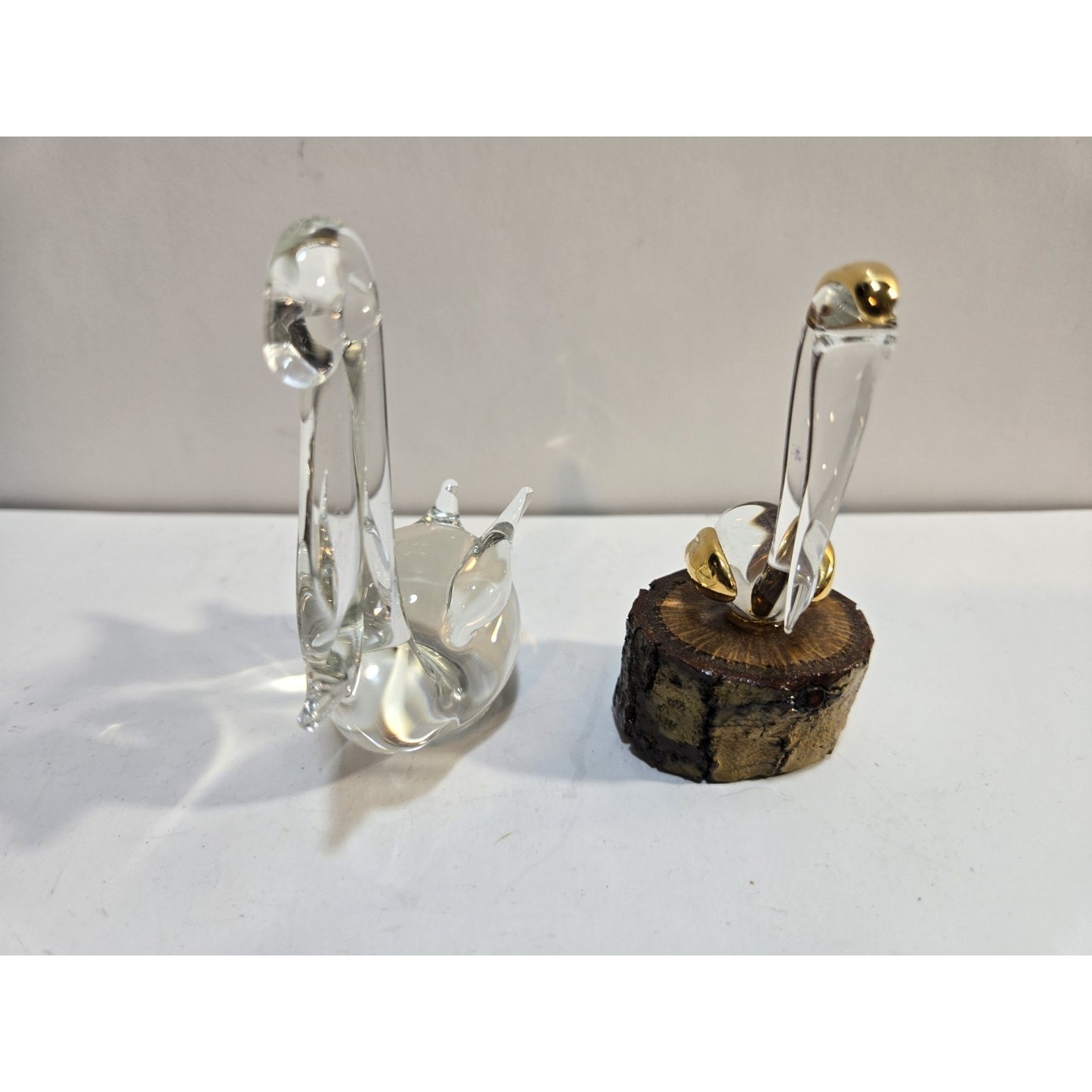 Lot Of 2 Glass Pelican Handcrafted Art Crystal Glass Figurines