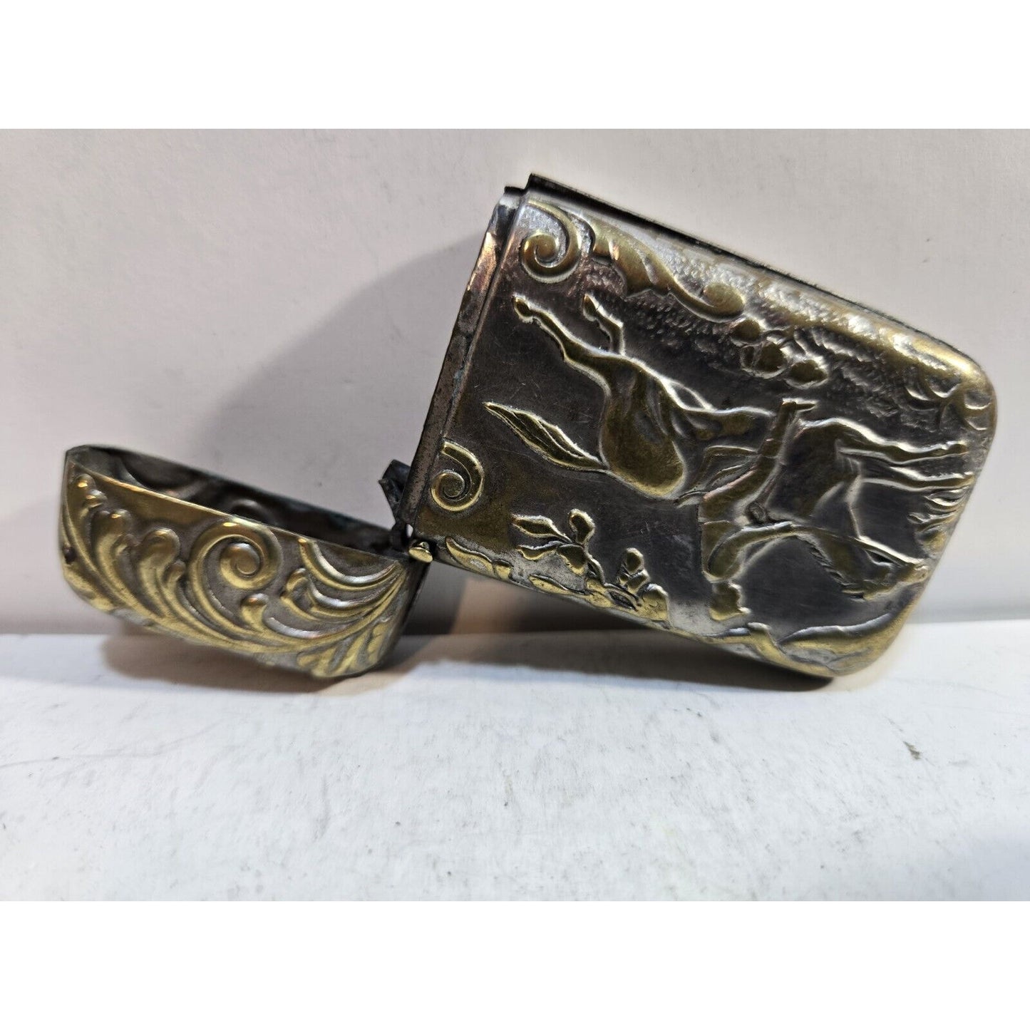 Antoque Horse RACING SPORTING GENTS 3-D Match Safe Case 7295/31