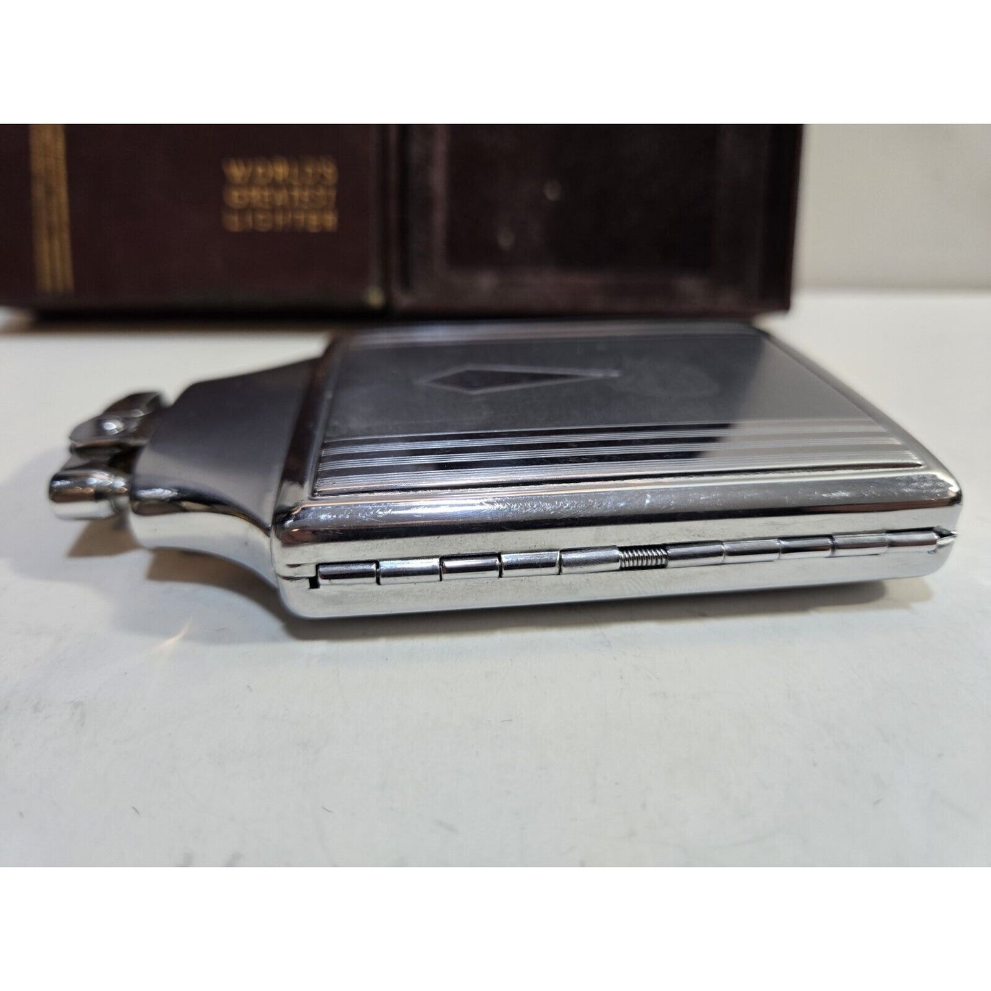 Working Ronson Mastercase Silver Cigarette Case Lighter, Original Box 7162/4