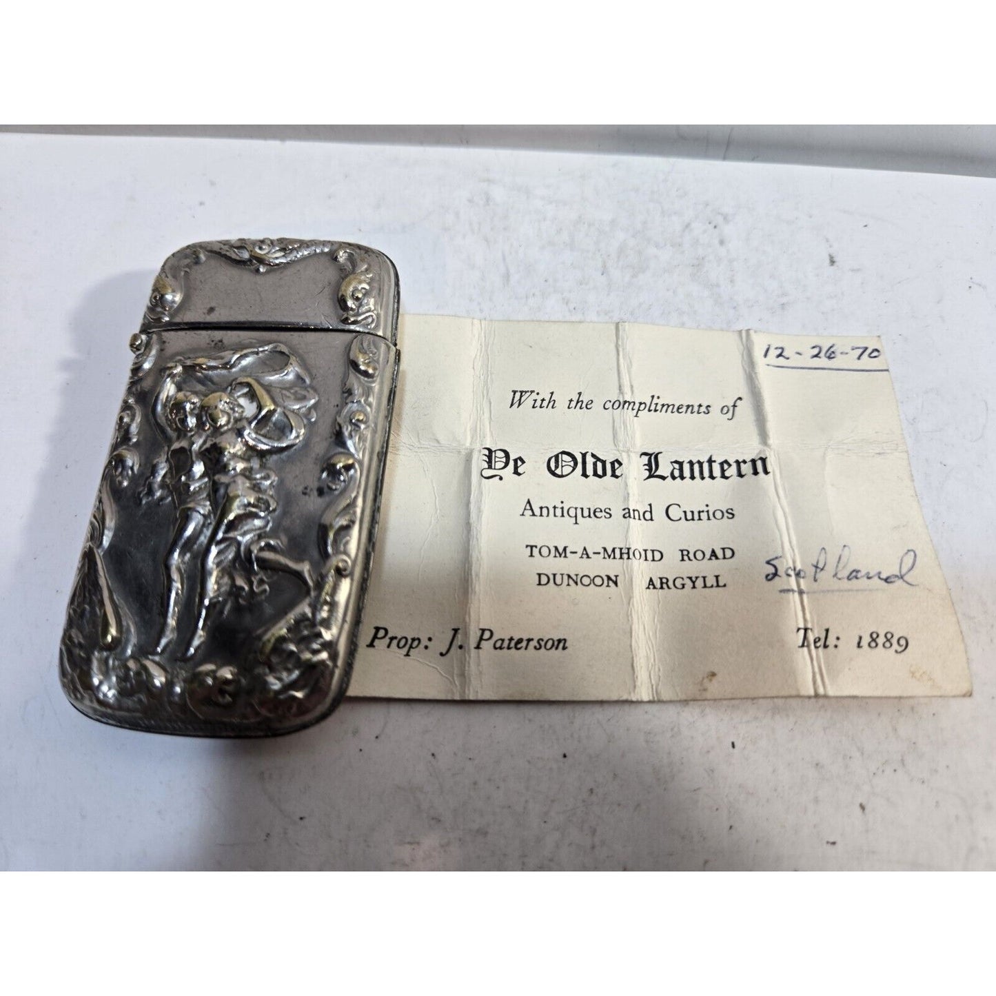 Vintage Silverplate Art Nouveau Dancing Nude Women Match Case Safe Vesta Nymph