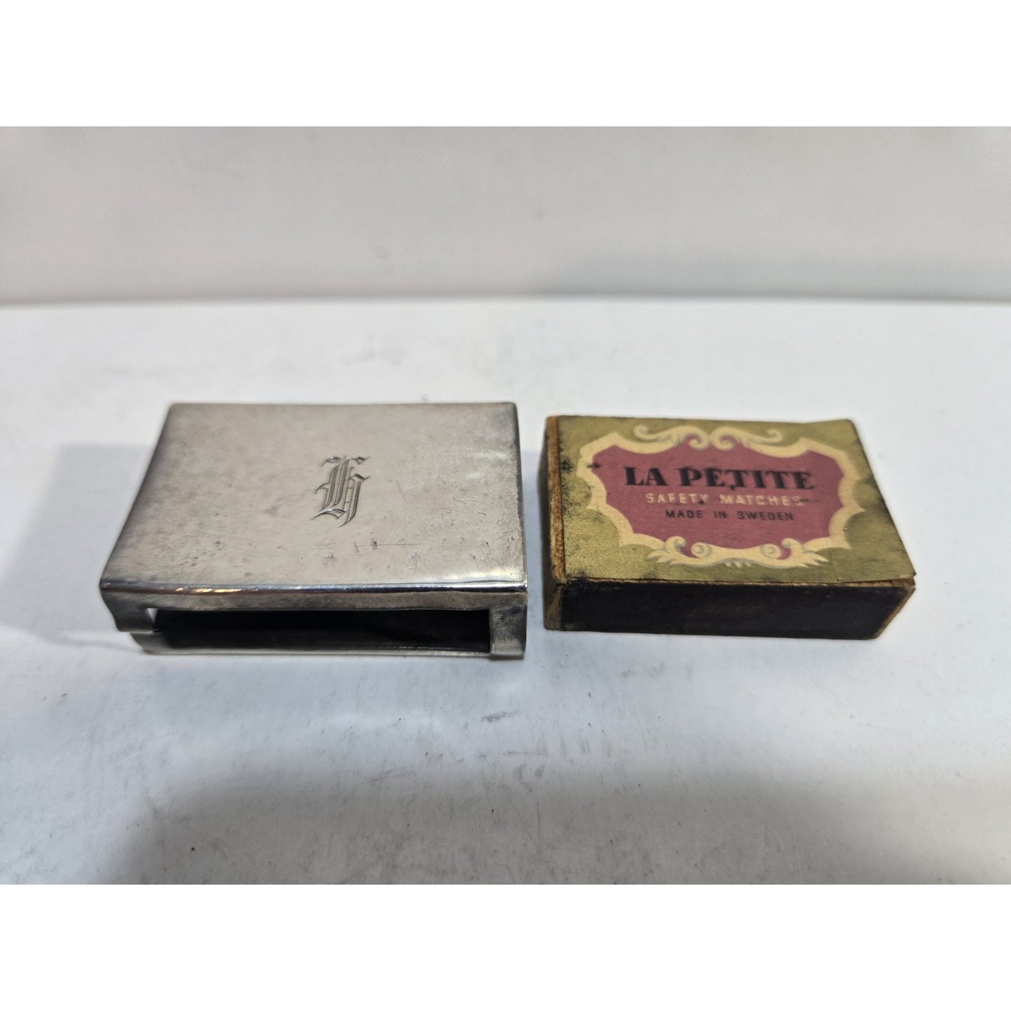 Lot 2 WEBSTER STERLING SILVER MATCHBOX MATCH BOX SAFE HOLDER CASE 7840/3