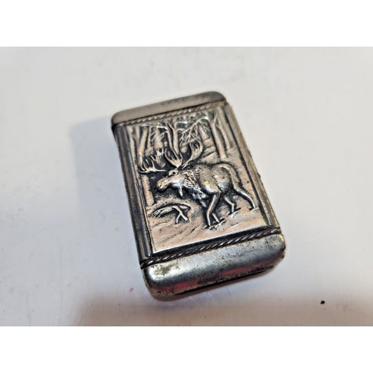 Vintage ELK / Buck / Moose Decorative Match Safe/ CASE / Vesta / Holder 6794/31