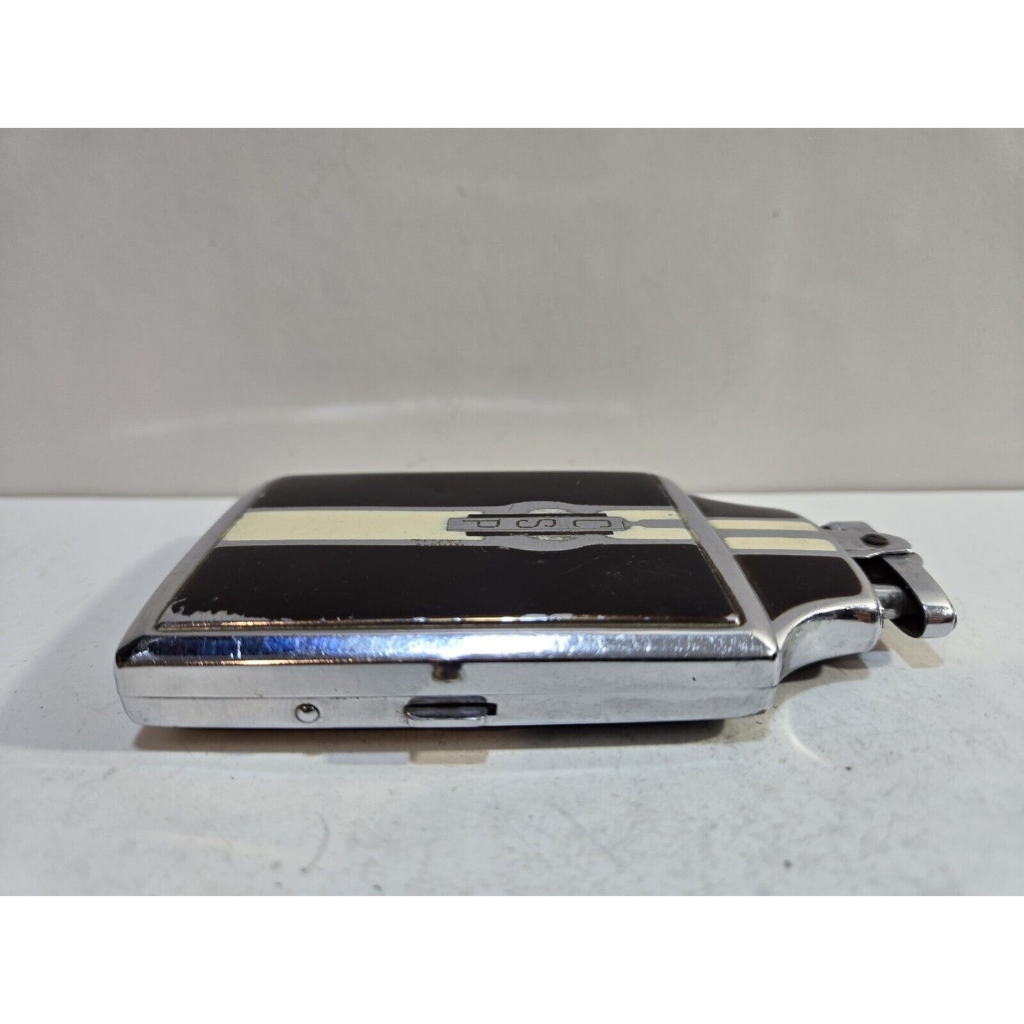 Working Ronson Mastercase Enamel, Silver Tone Cigarette Case Lighter 7161/14