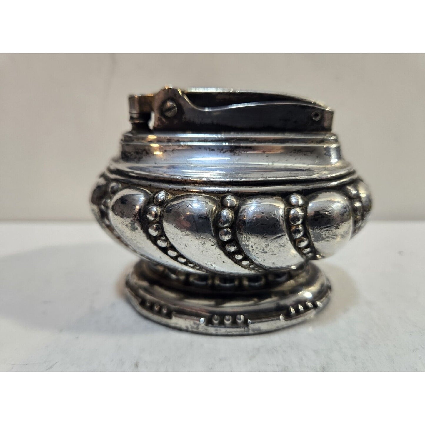 VINTAGE WORKING Ronson CROWN Silver Table Lighter 7712/13