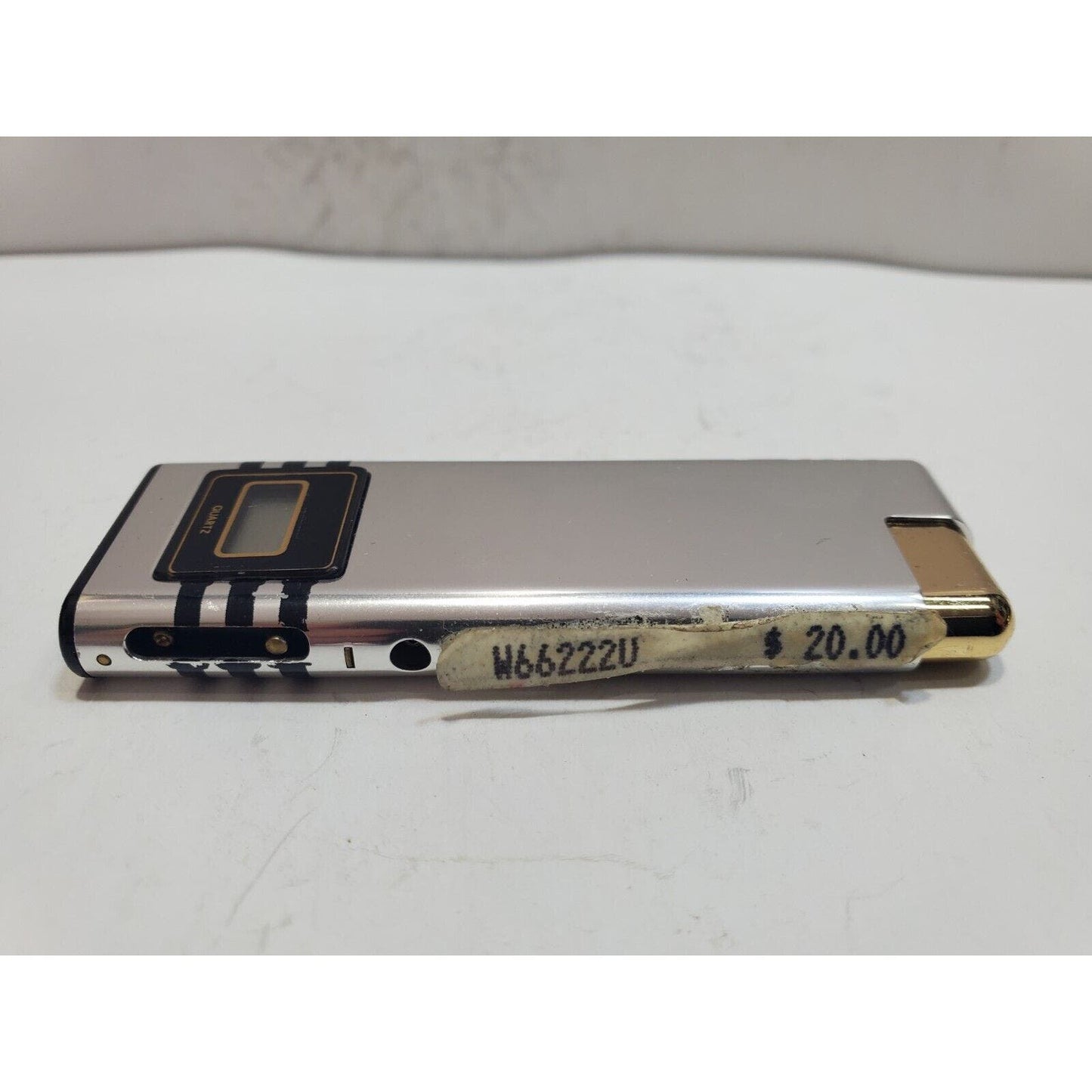 NOS Working Vintage BATTAT Silver Tone Lighter & Clock 6409/34