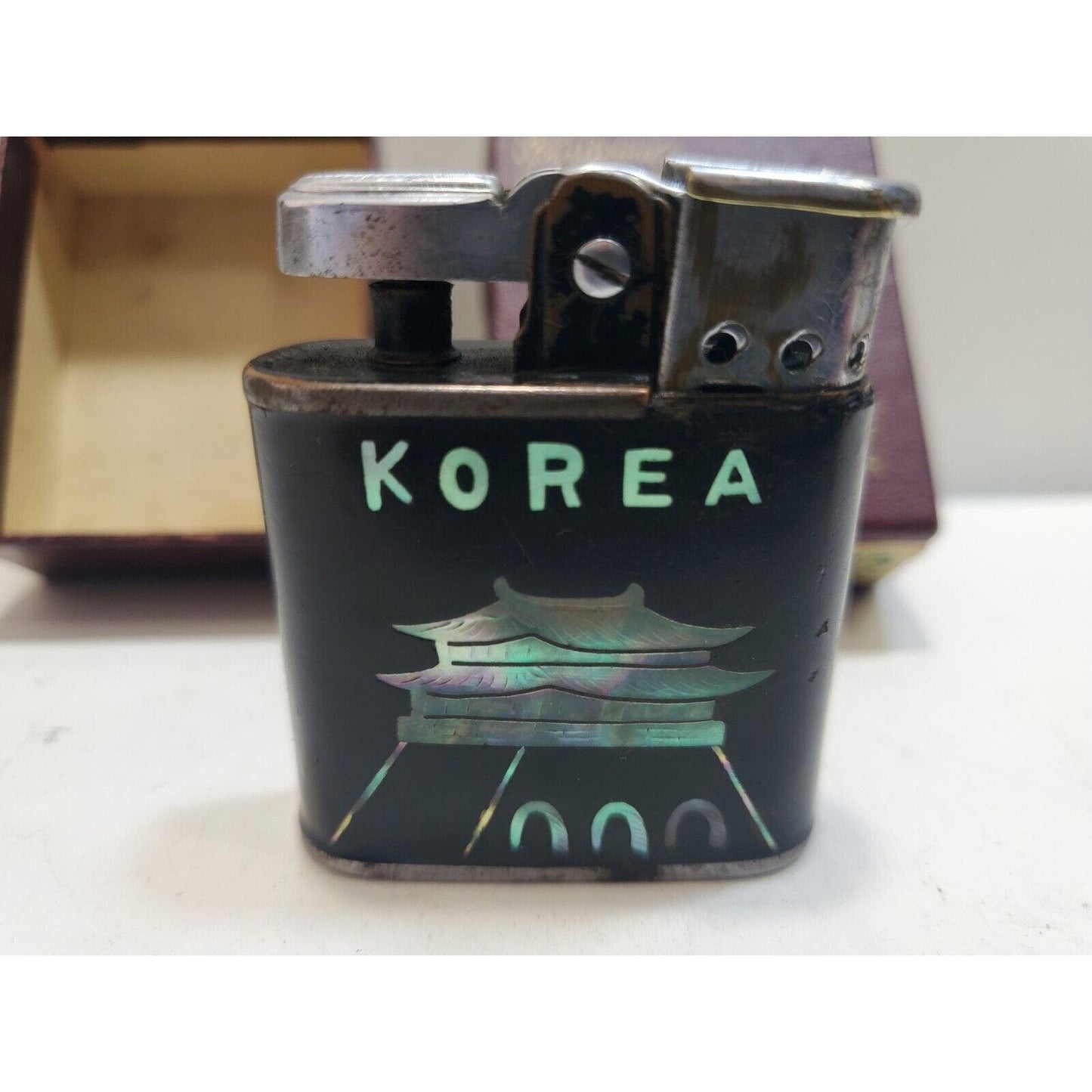 WWII VINTAGE BLACK RONSON WHIRLWIND MILITARY LIGHTER, WARTIME Original Box 6079