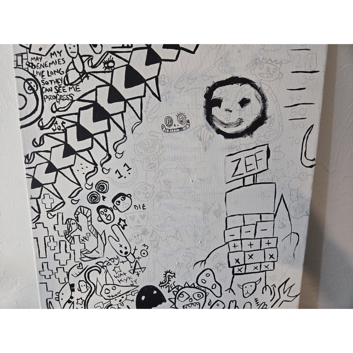 Oil Painting Crown Doodle Art Signed Graffiti 18 X 24"