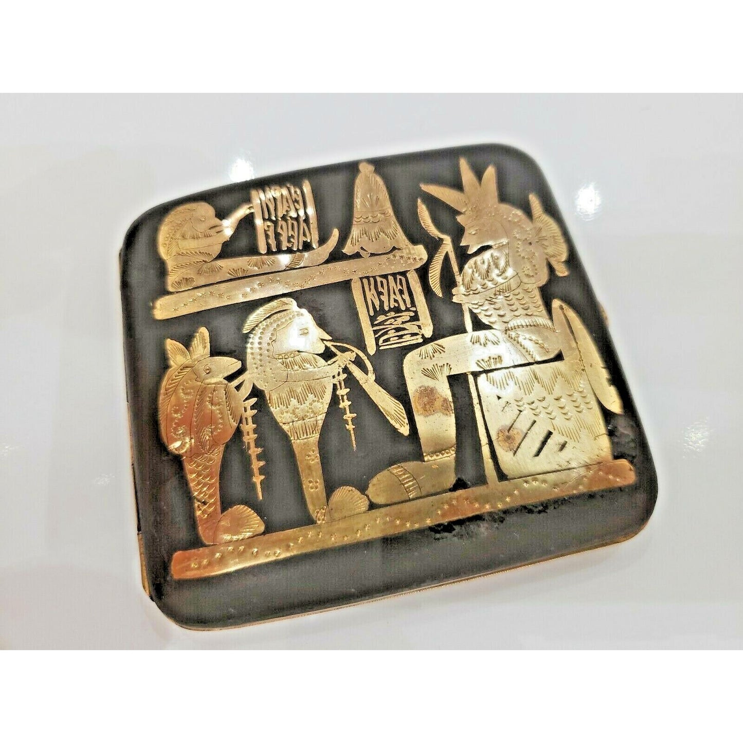 VINTAGE JAPANESE KOMAI DAMASCENE, GOLD CIGARETTE CASE SIGNED / 36/2