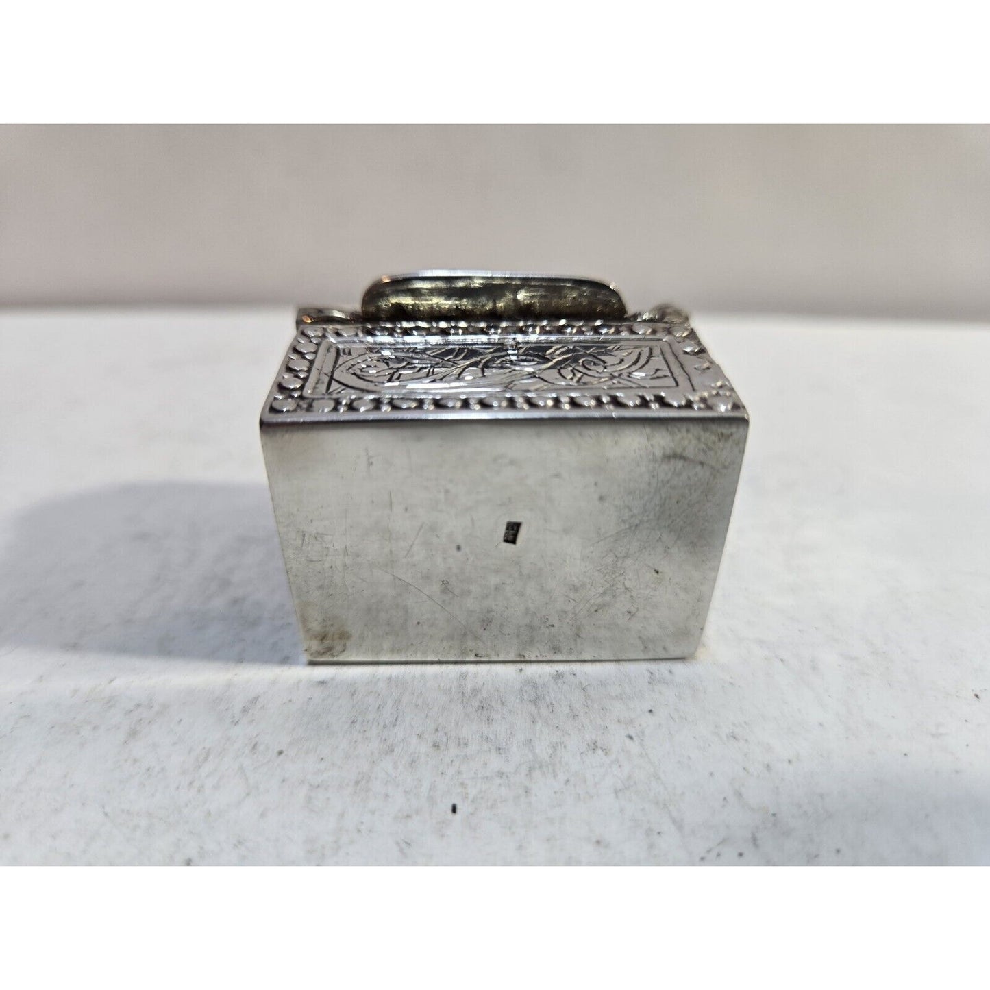 Egyptian Sterling Silver Pill Snuff Case Trinket Box Domed Lid 1 1/2" 7279/3