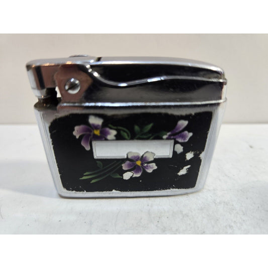 Vintage Working Ronson ADONIS Enamel, Silver Tone Lighter 7156/26