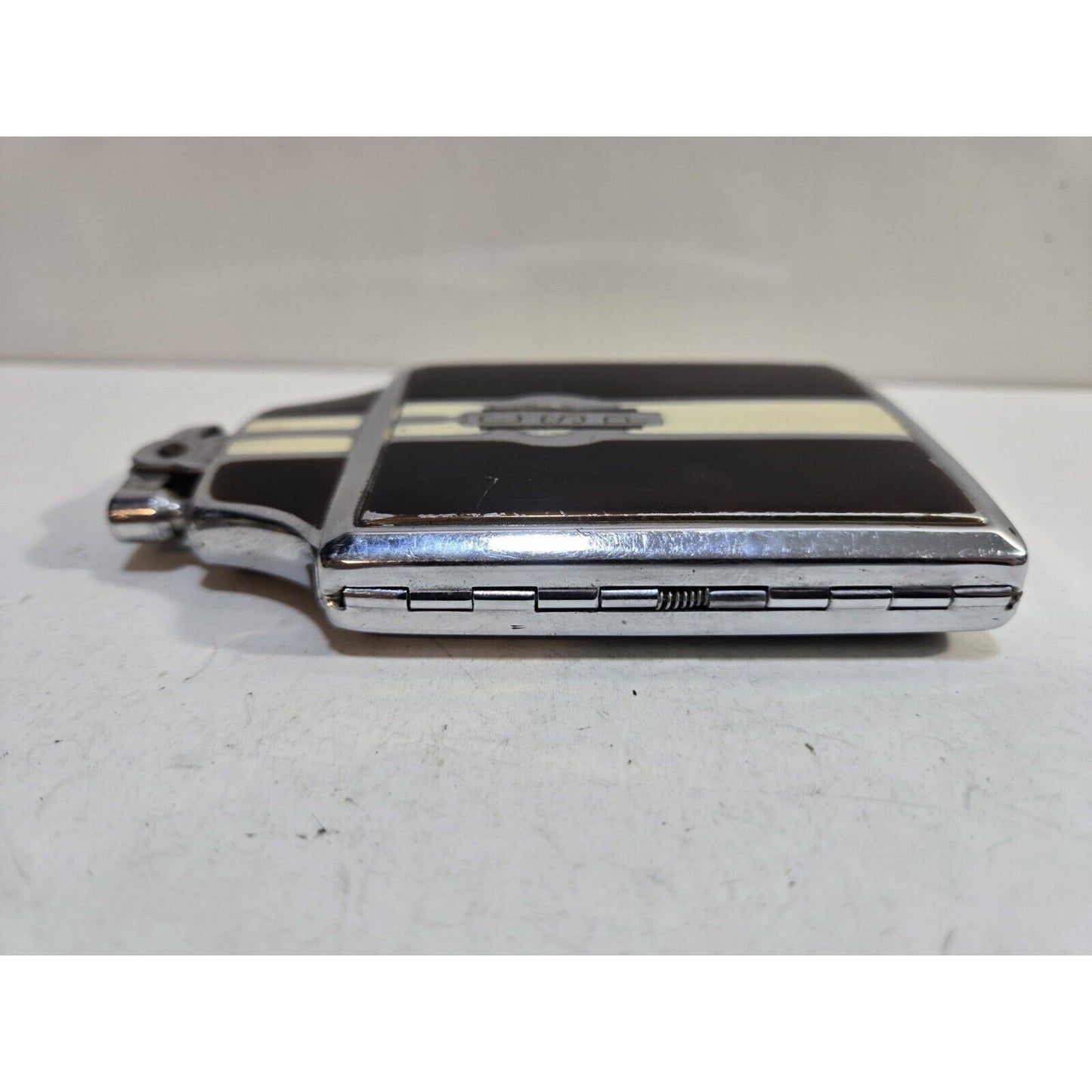 Working Ronson Mastercase Enamel, Silver Tone Cigarette Case Lighter 7161/14