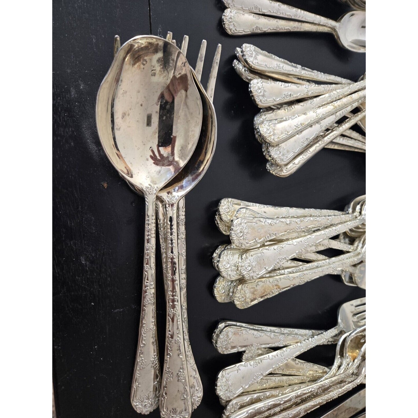 Enchanted Rose by WM Rogers & Son Plated 69 Piece Flatware Set - Setting for 12