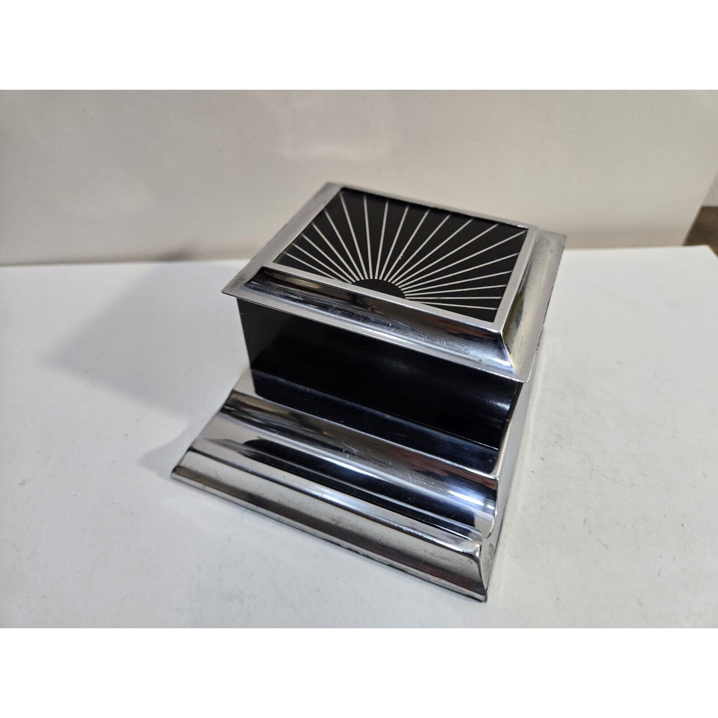 Vintage Art Deco Enamel & Silver Tone Cigarette Dispenser Box, Case 7265/40