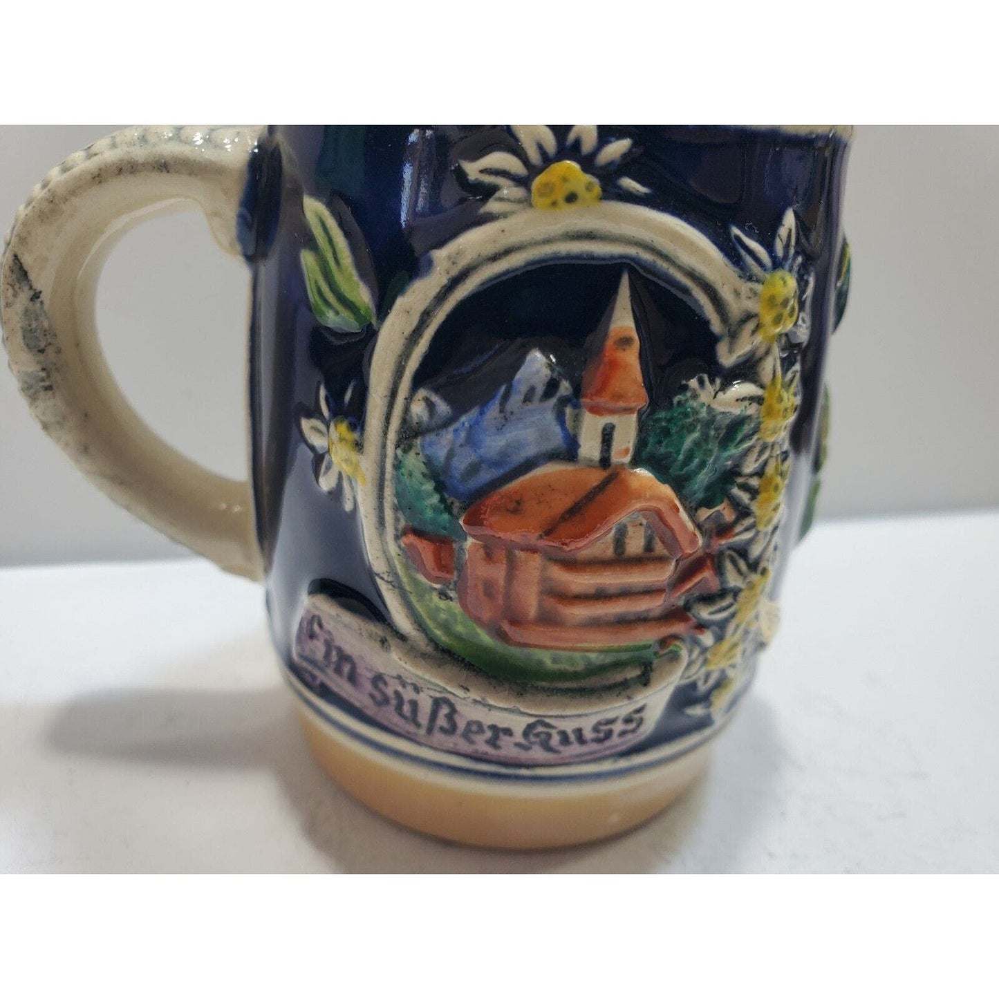 Working Vintage 1950's Gerz W. Germany Cobalt Beer Stein Table Lighter 6581/40