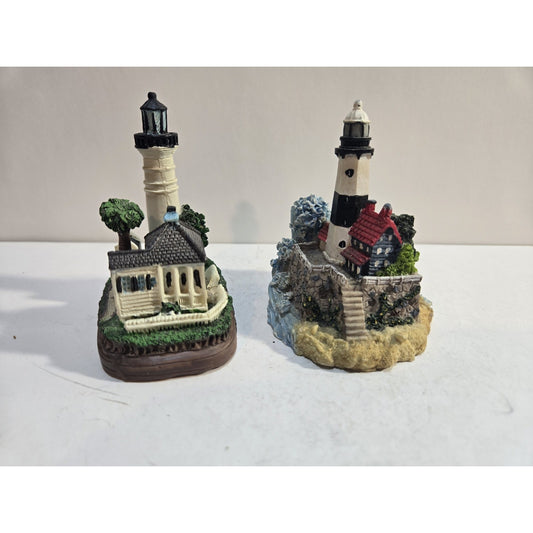 Lot Of 2 Ceramic Lighthouse Figurines