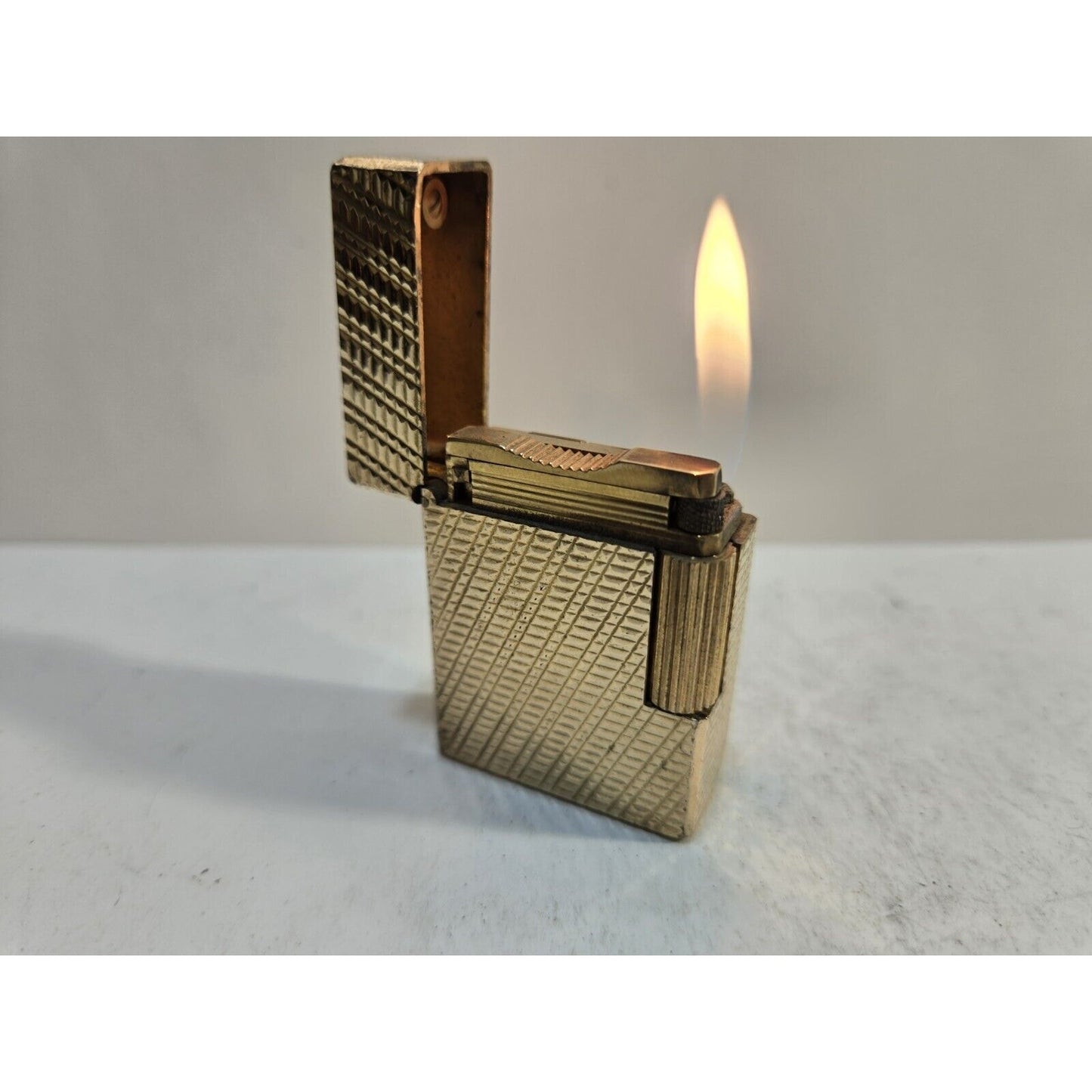 Working ST Dupont Lighter Line 1 Small- Paris, France- Gold-Plated 7036/37