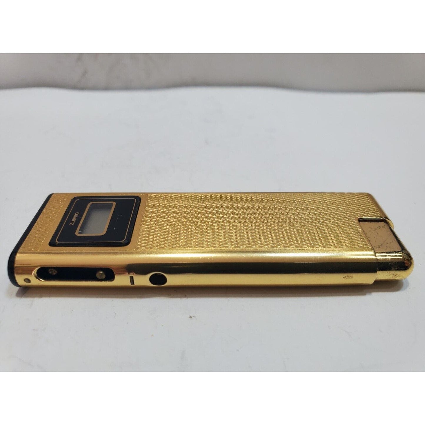 NOS Working Vintage BATTAT Gold Tone Lighter & Clock 6385/34