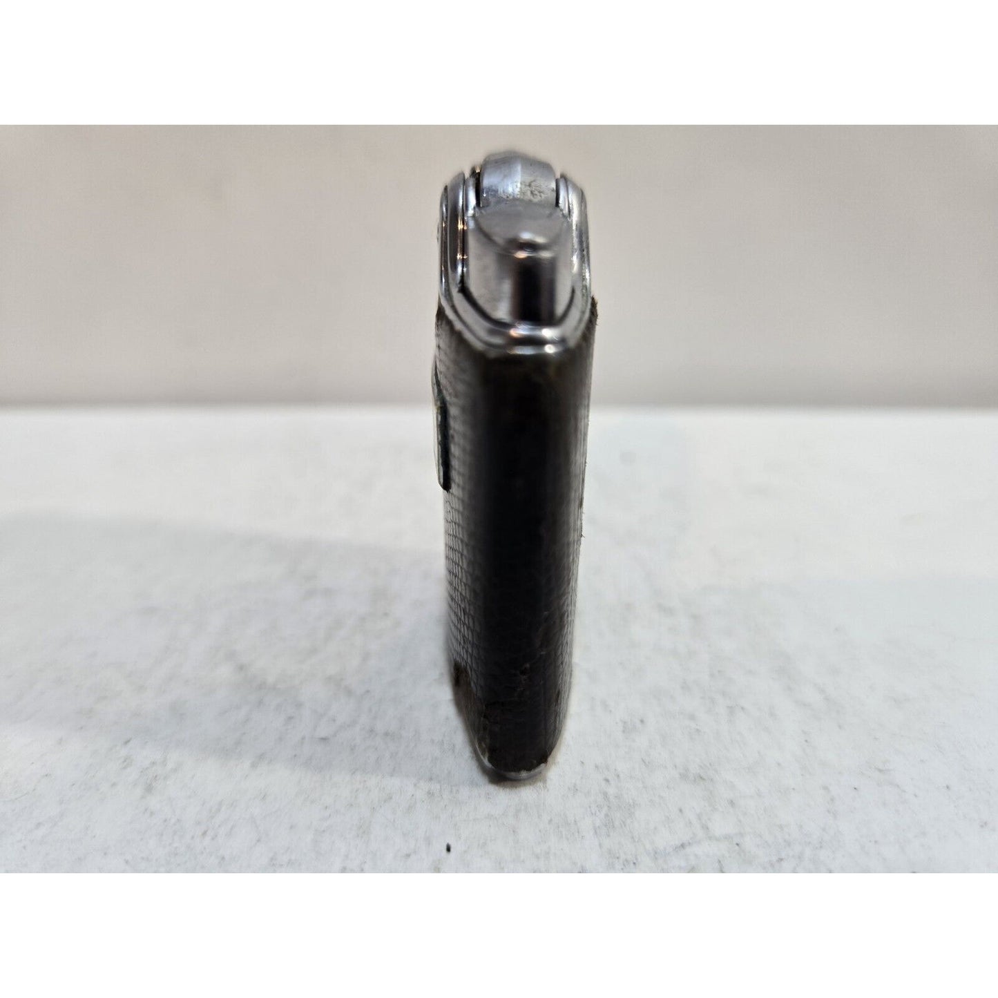 Vintage Working Ronson Essex Lighter Leather, Silver Art Deco Design 7422/26