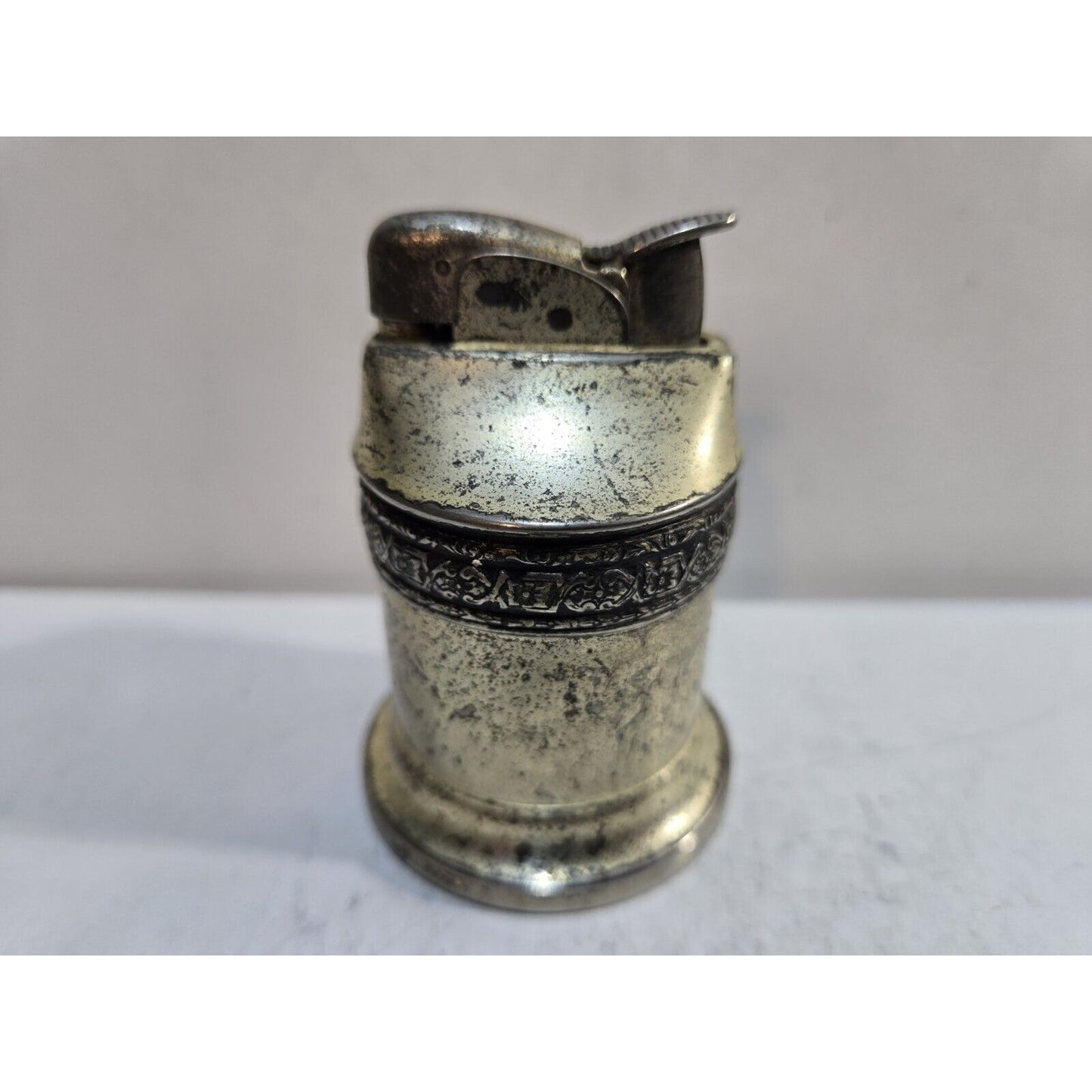 Vintage Working Silver Tone EVANS Table Lighter / USA 7660/13