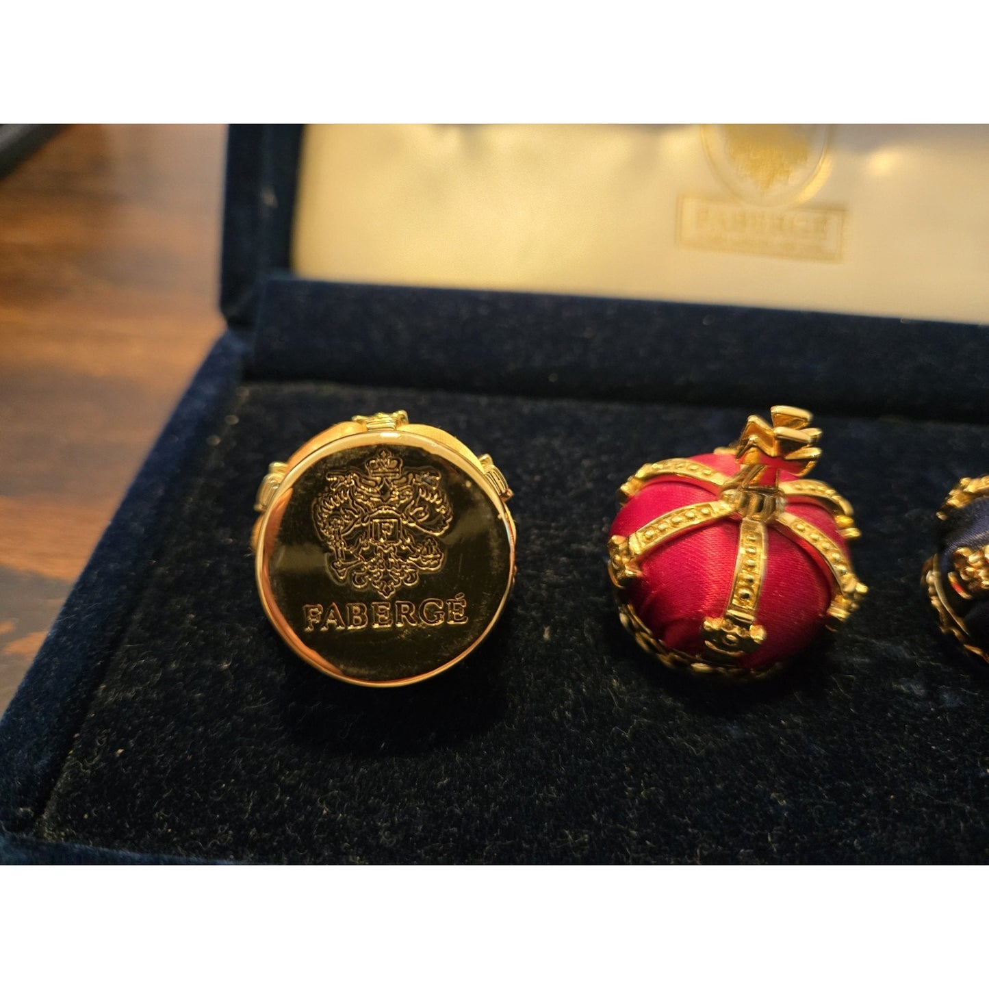 Feberge Imperial Crown Card Holder Set, New. Original box