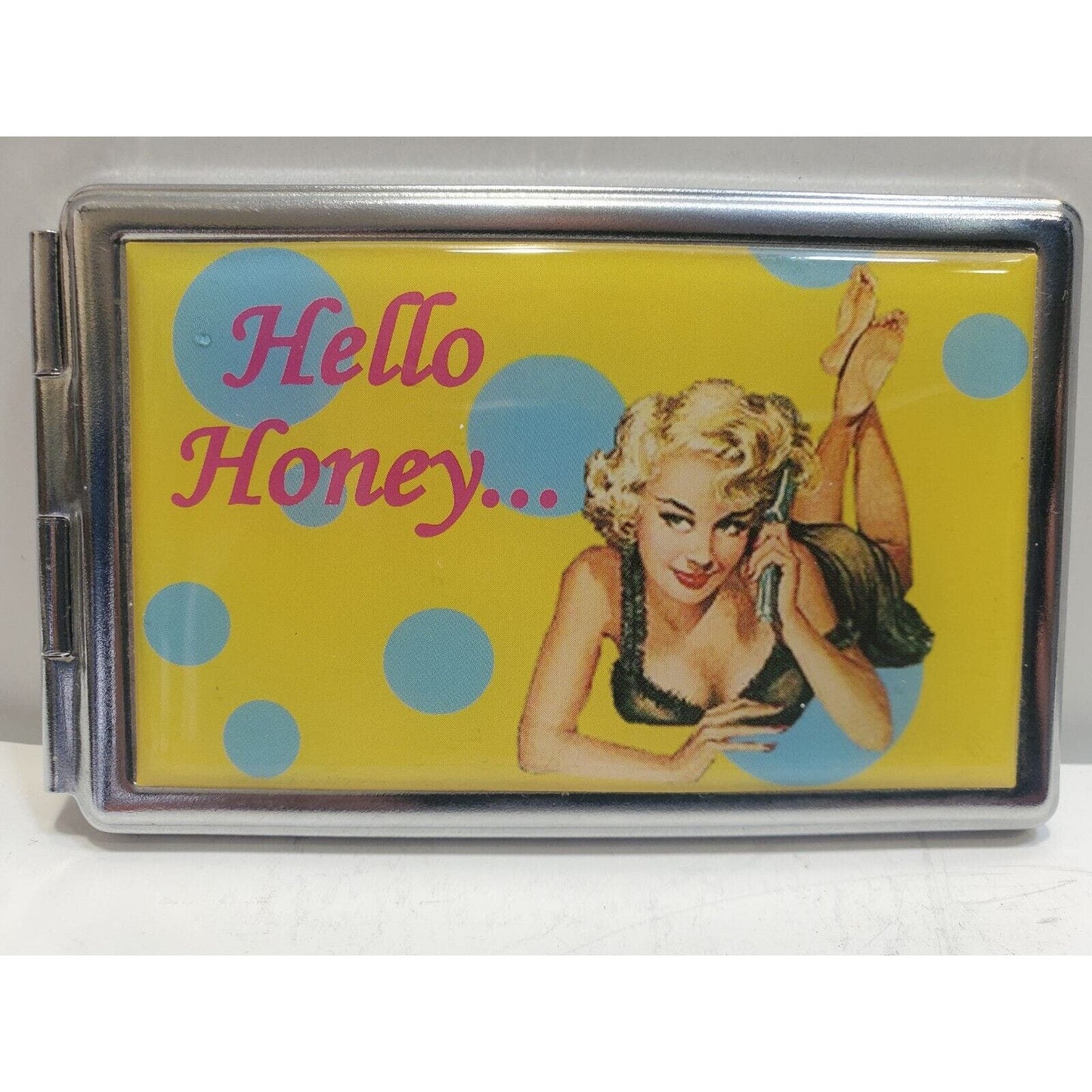 Vintage Pinup Girl Phone Book Mirror Case Risque 4 x 2 1/2" Hello Honey 6549/3