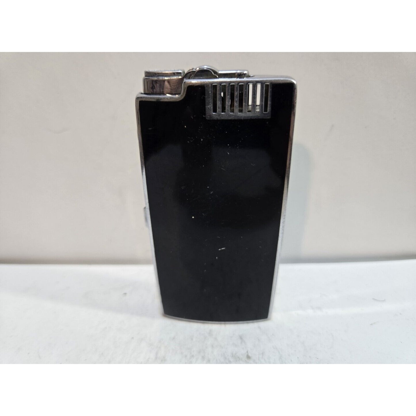 Vintage Working Ronson Pal Cigarette Case LIGHTER Black Violet Flower 7404/14