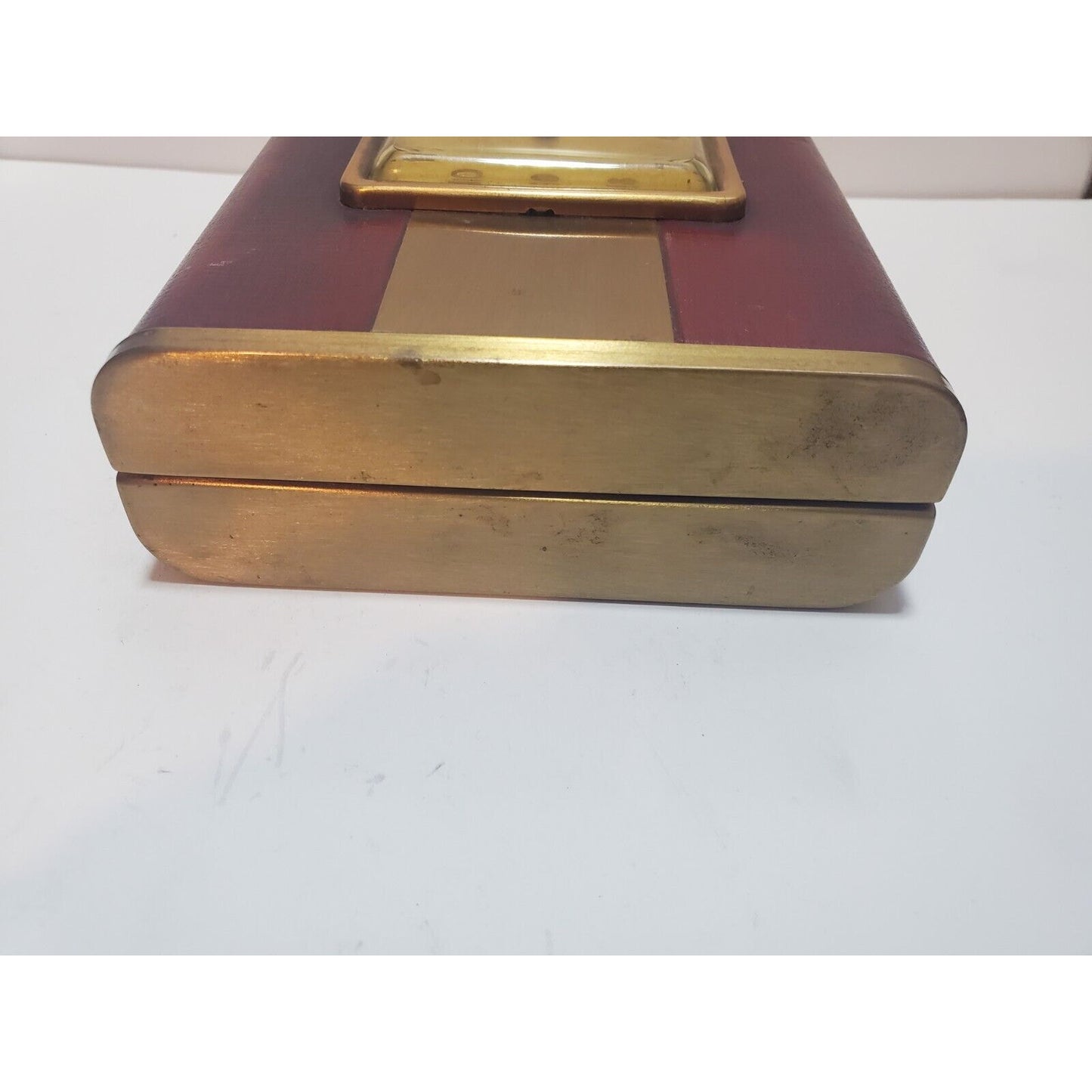 Unique Antique Leather Wrapped Cigarette / Cigar Box With WORKING Clock 6889/4