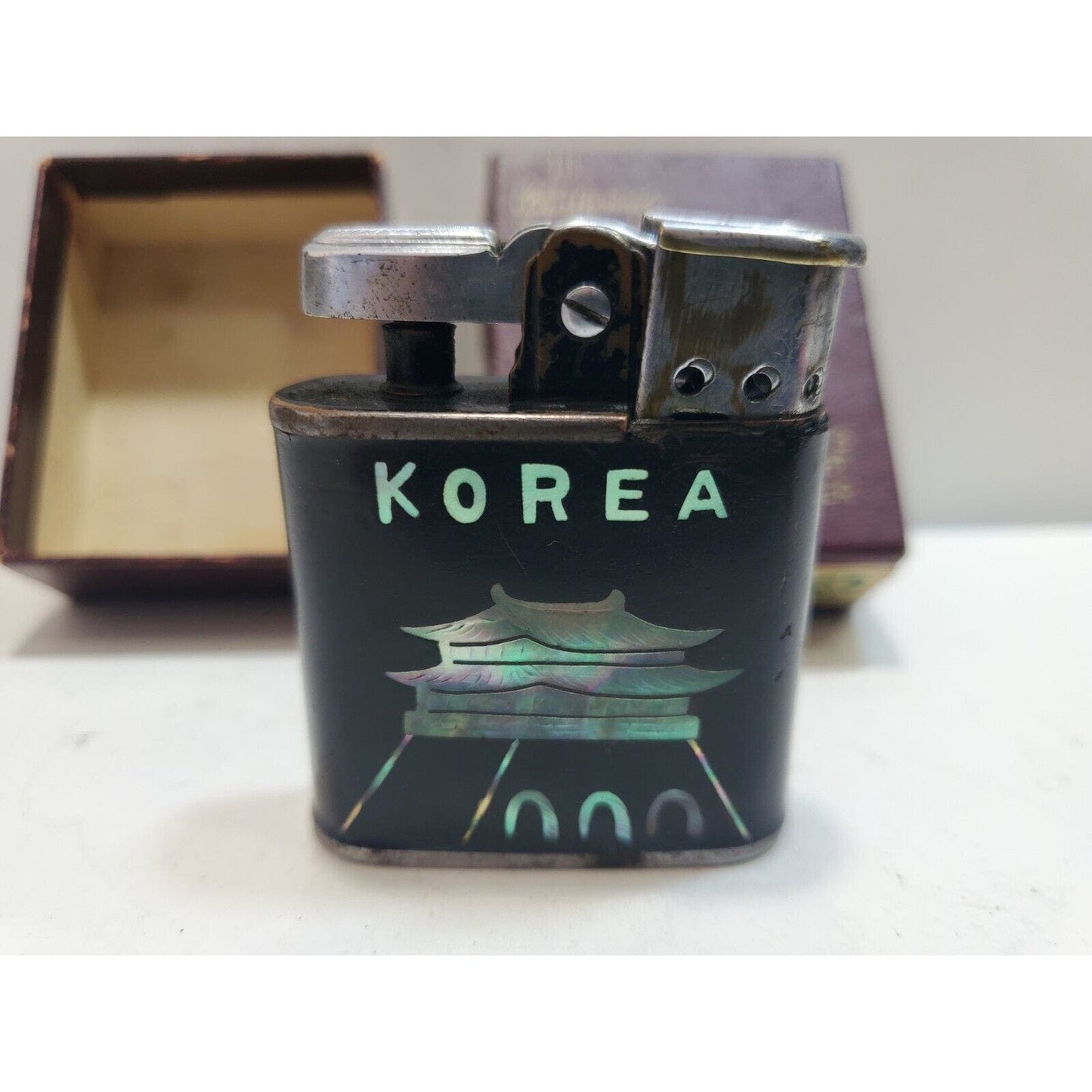 WWII VINTAGE BLACK RONSON WHIRLWIND MILITARY LIGHTER, WARTIME Original Box 6079