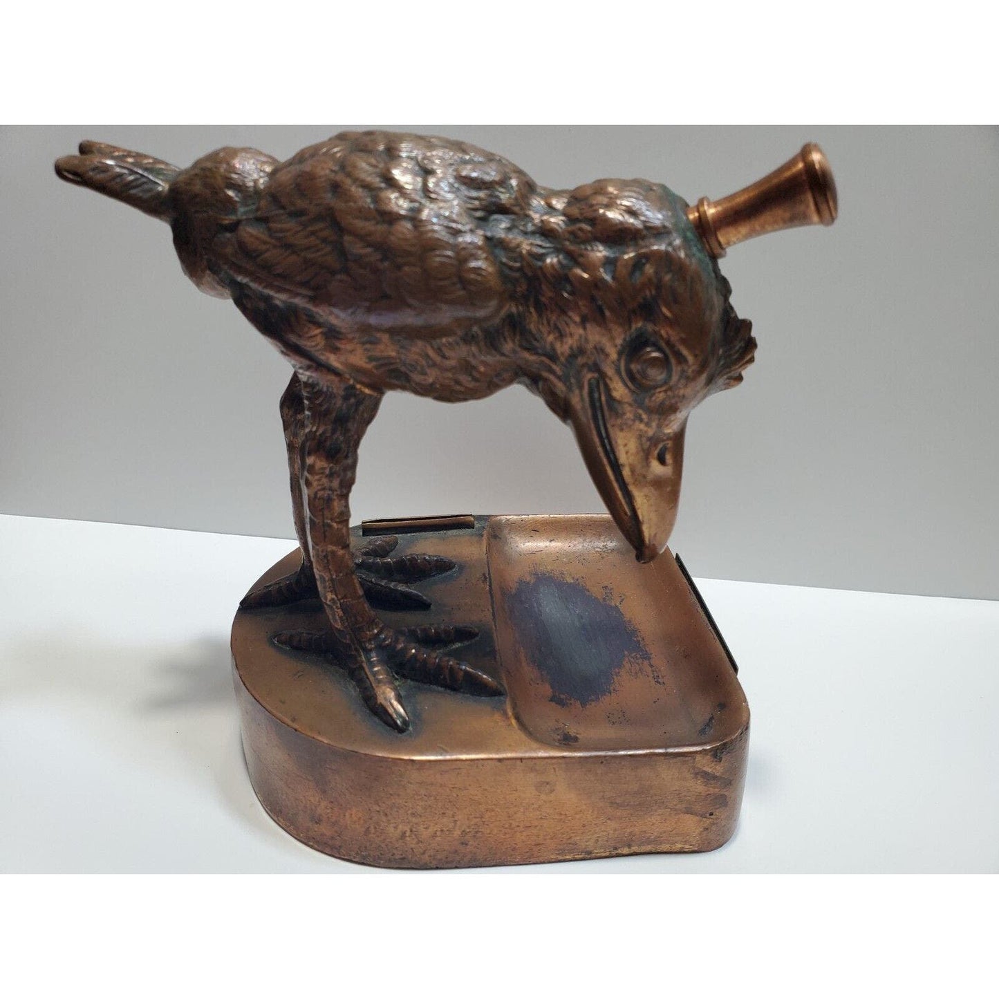 Vintage Ronson Art Metal Works Striker Table Lighter Pelican Bird 6511/13