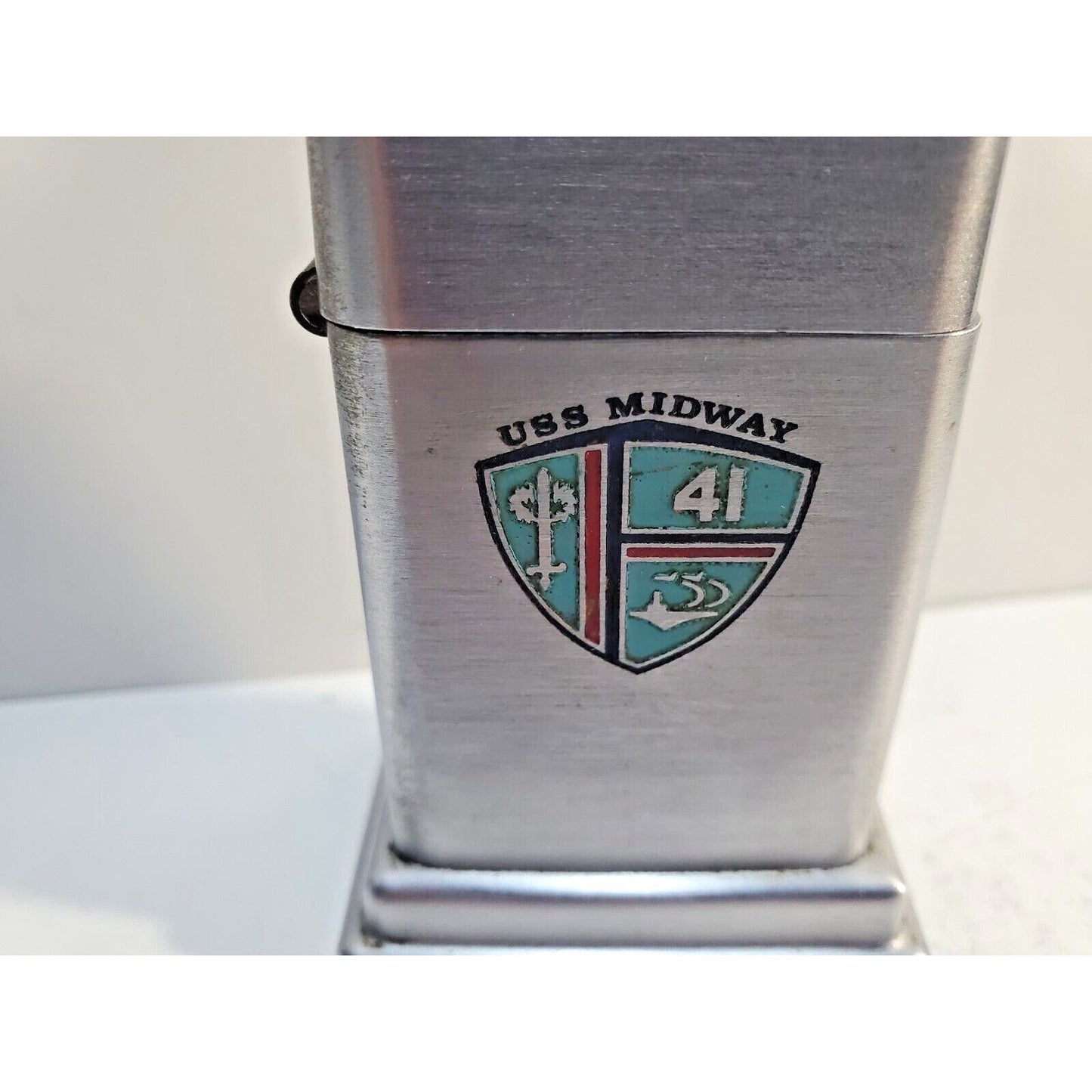 Vintage USS MIDWAY CV-41 ZIPPO AIRCRAFT CARRIER BARCROFT Table Lighter