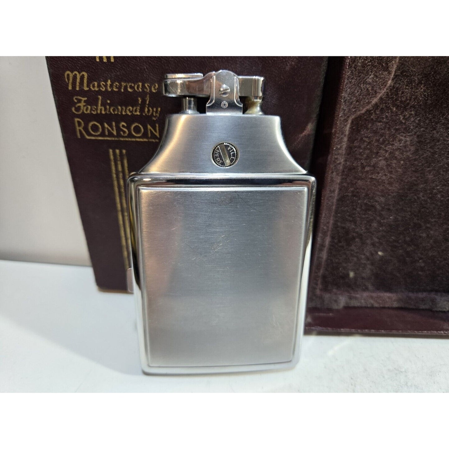Working Ronson Mastercase Silver Cigarette Case Lighter, Original Box 7162/4