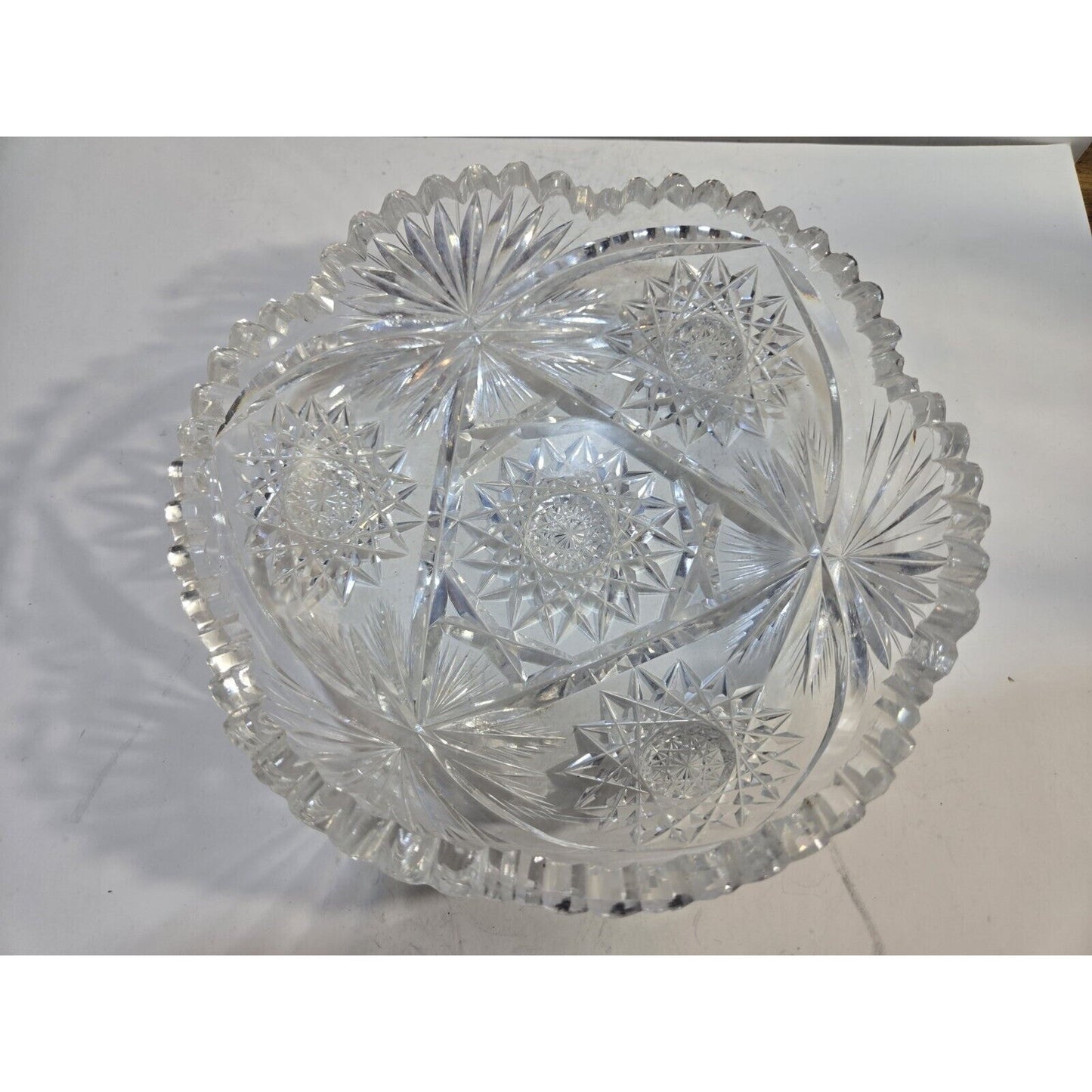 Vintage Cut Crystal Glass Bowl Tray Dish 7"