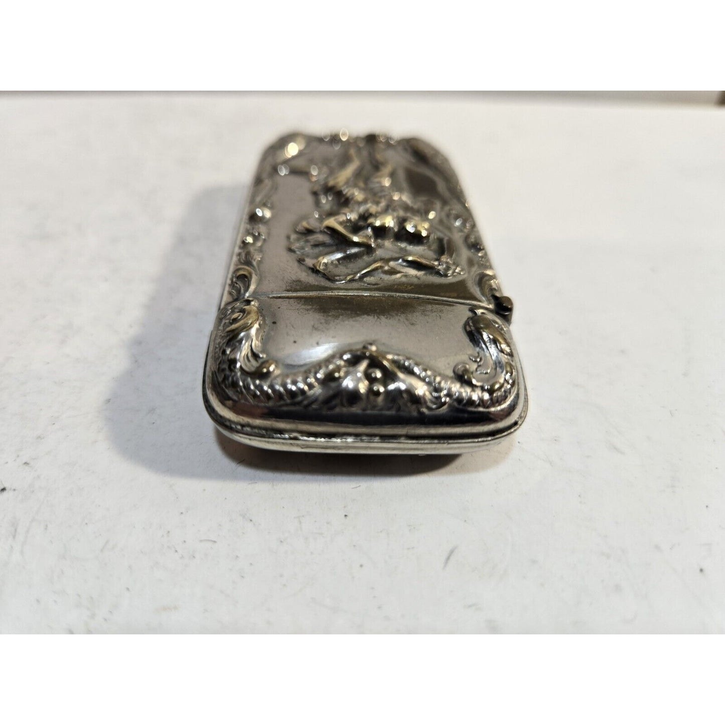 Vintage Silverplate Art Nouveau Dancing Nude Women Match Case Safe Vesta Nymph