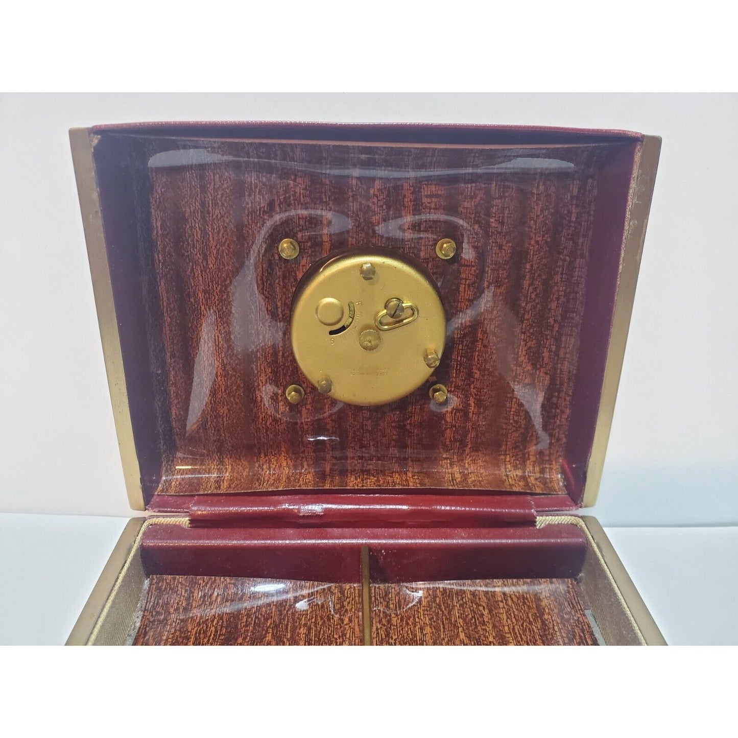 Unique Antique Leather Wrapped Cigarette / Cigar Box With WORKING Clock 6889/4