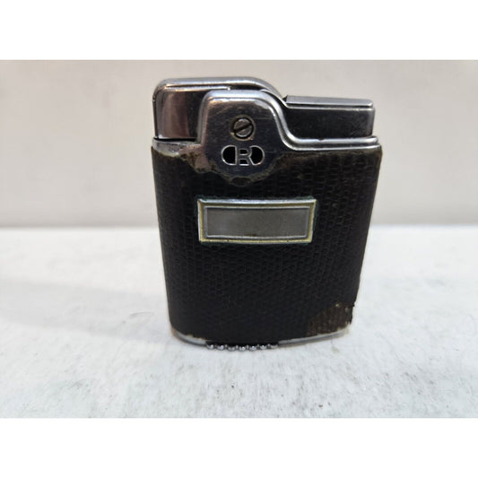 Vintage Working Ronson Essex Lighter Leather, Silver Art Deco Design 7422/26
