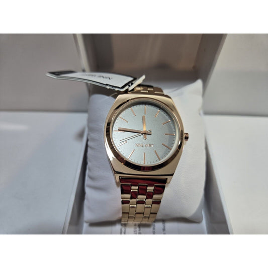 NEW Nine Unisex Crystal Accented Rose Gold-Tone Bracelet Watch