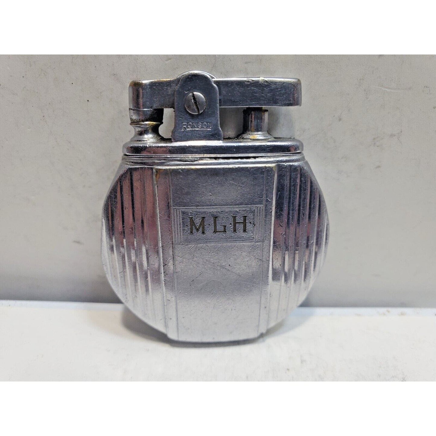 Working Vintage REGENT Ronson Round Silver Lighter / Rondette Model 6446/26