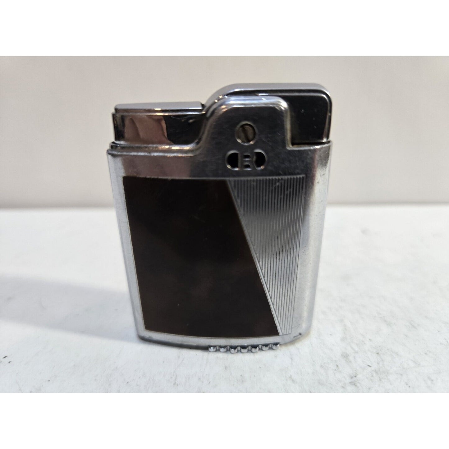 Vintage Working Ronson Essex Lighter Enamel, Silver Art Deco Design 7146/26