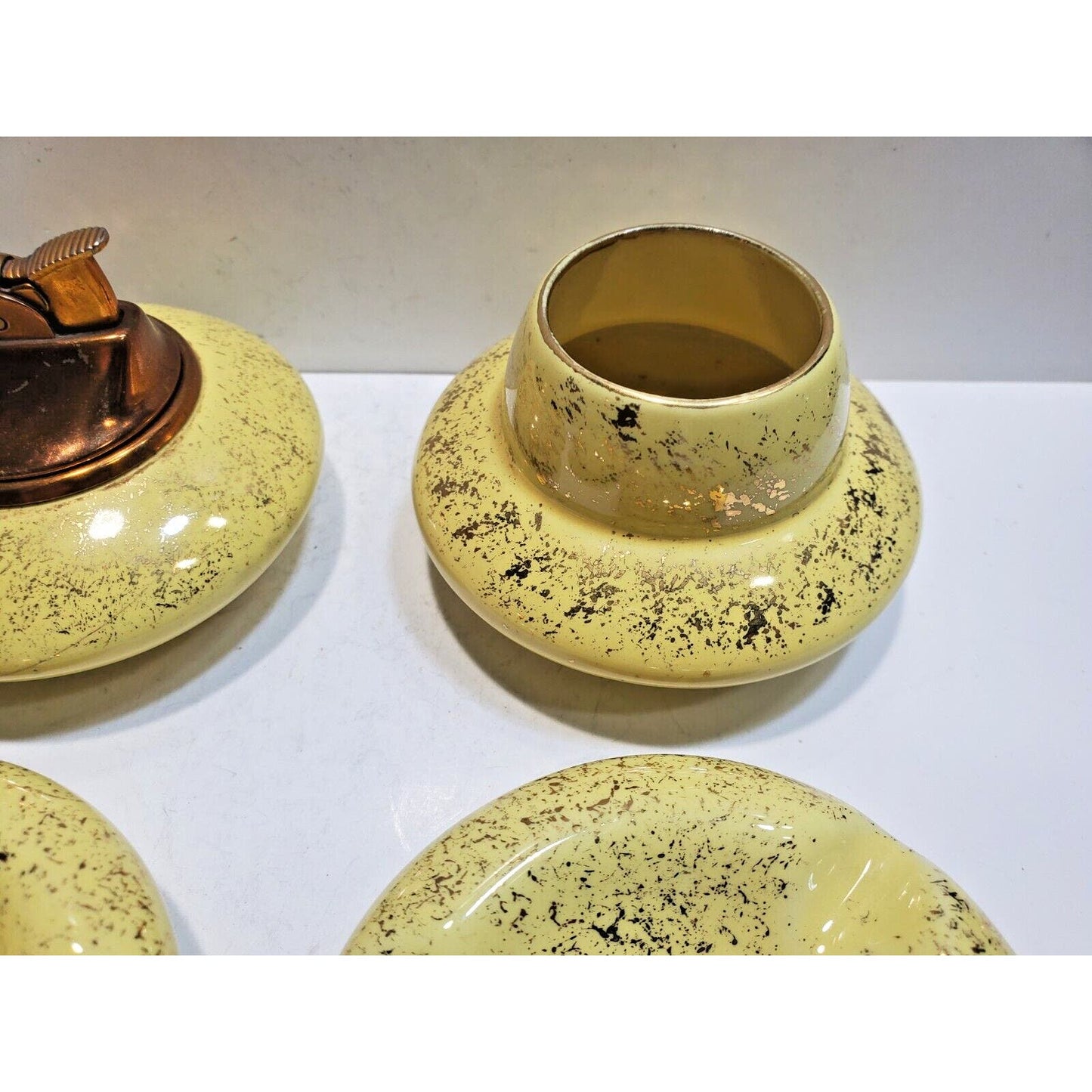 Evans Fine China Smoking Set 2 ASHTRAYS, Cigarette CASE, Working LIGHTER 6356/13