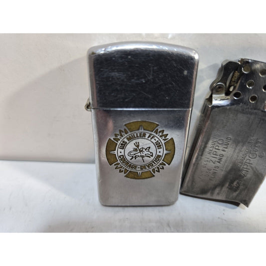 Working Vintage 1975 Zippo Lighter U.S.S. Miller DE-1091 Navy Ship 7641/33