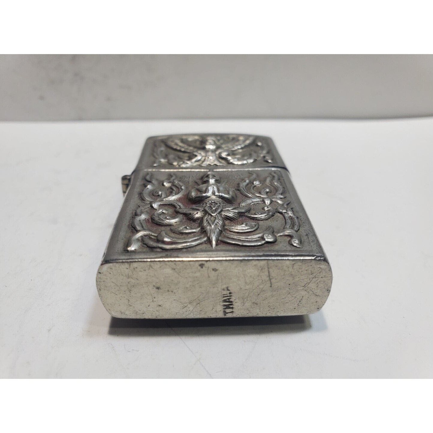 Working Vintage Sterling Silver Siam Lighter, Zippo Insert 6436/33