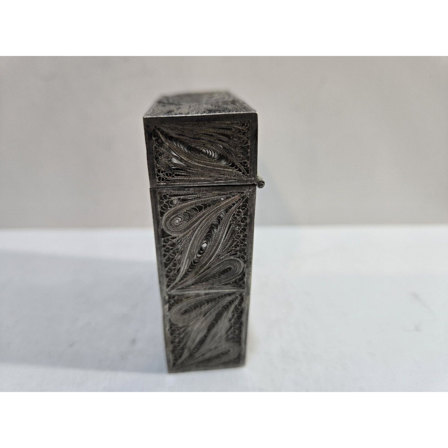 Antique 900 Silver Filigree HANDMADE Cigarette Case 3" X 2.25" 7553/3