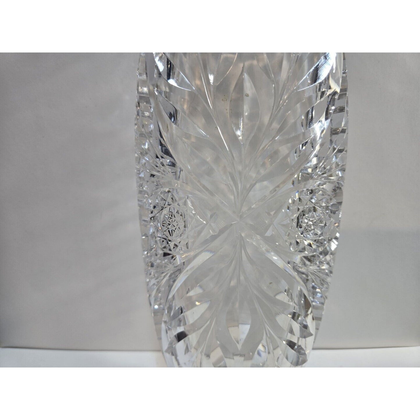 Vintage Cut Crystal Glass Bowl Tray Dish 12"