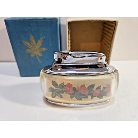 Vintage Working Ronson Four Roses Cigarette Lighter Trophy / Orig. Box 6910/13